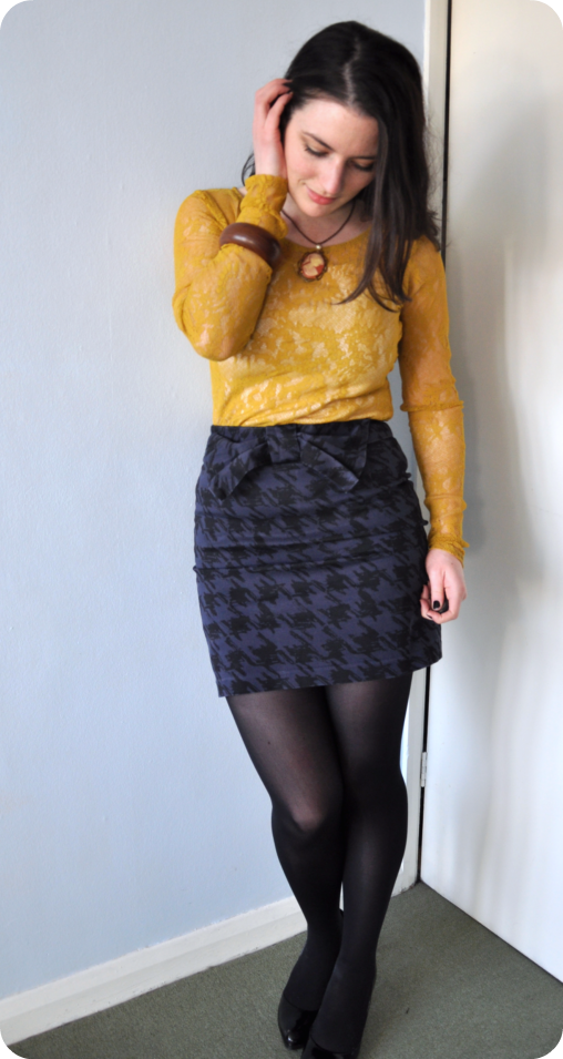 mustard lace top