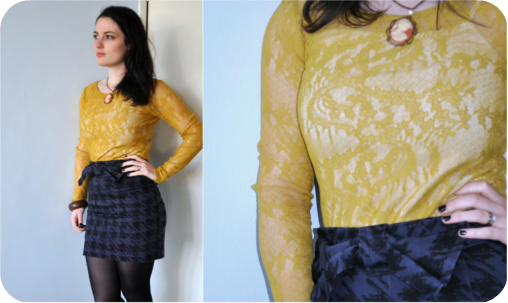 mustard lace top