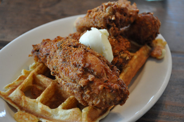 Chicken & Waffle for Breakfast at Fremont Diner, Sonoma