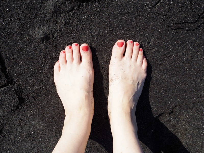 Thoughts I Had in Tenerife - Elle's toes in volcanic black sand