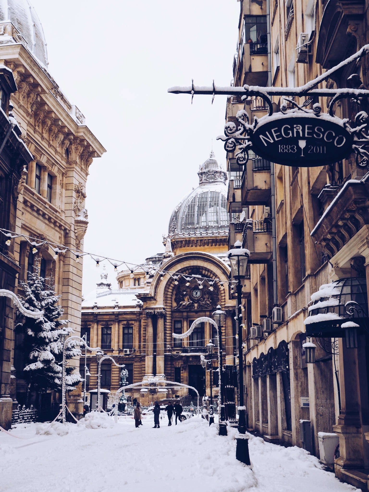Snowy Street in Bucharest
