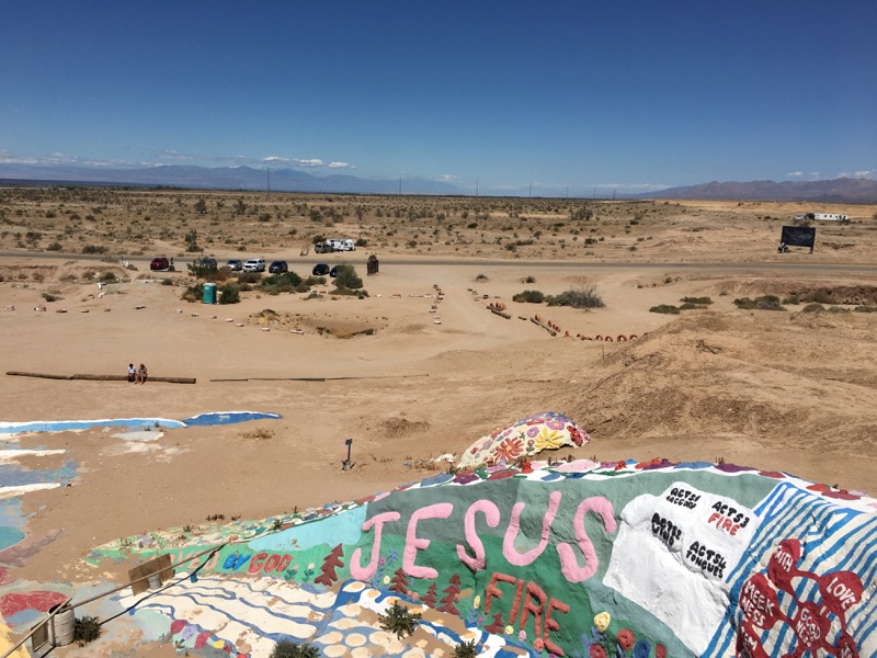 View from the top of Salvation Mountain, with the California Desert stretching for miles
