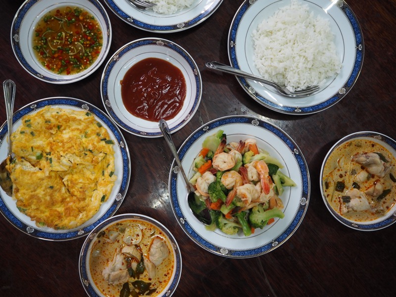 Homemade dinner at Ban Bang Phlap Community Centre, Thailand