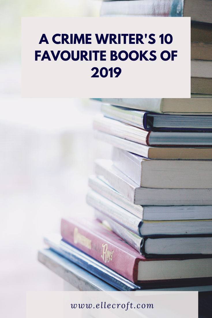 Stack of books with a text box saying 'A crime writer's 10 favourite books of 2019'