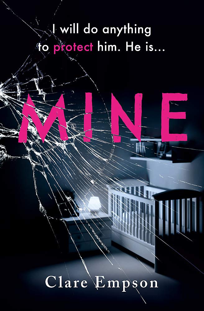 Cover of Mine: a black and white nursery, with a shattered glass effect overlaid